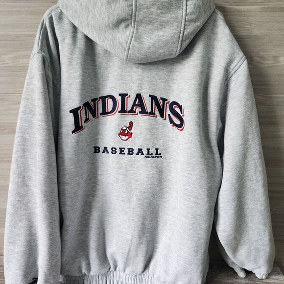 Puma Mens Vintage Cleveland Indians Reversible Jacket Y2k Wahoo Logo Blue Gray - Picture 2 of 16